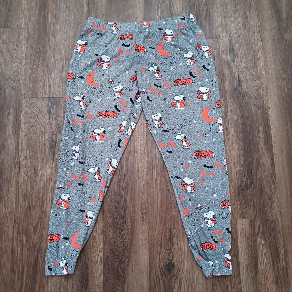 Munki Munki‎ Peanuts Women's Large SNOOPY Halloween Pajama Pants Lounge Gray